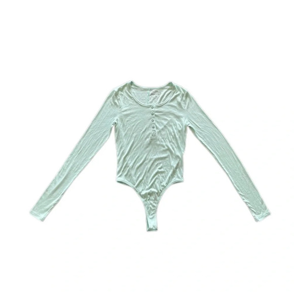 Legends Work Hard Stay Humble Sea Green Rib Long Sleeve Body Suit Women’s Medium - Picture 3 of 10